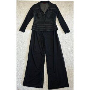 Tadashi /JS collections Corset Top Pants Palazzo Sheer Black Canada Made